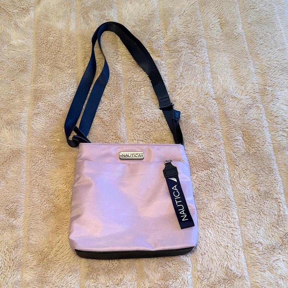 Nautica Diver Nylon Small Crossbody Bag Purse Adjustable Shoulder Strap Mauve - Picture 4 of 13